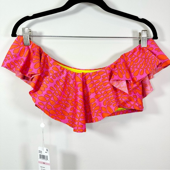 Trina Turk Trellis Off the Shoulder Ruffle Bandeau Swim Top - Picture 4 of 13